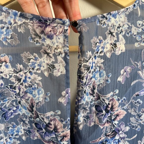 Ever New Tassa Floral Mini Dress Size 2 Blue Ruched Feminine Flirty Wedding - Picture 11 of 13